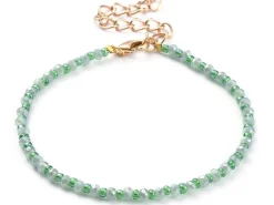 Bracelet à perles de verre - vert irisé