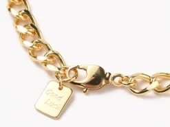 Bracelet chaîne cubaine en laiton doré à l’or fin – 19 cm