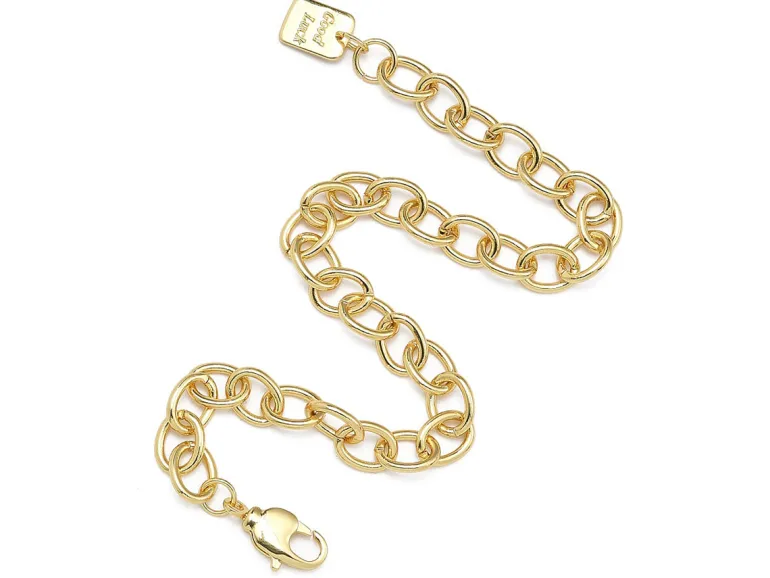 Bracelet chaîne gourmette en laiton doré à l’or fin – 21 cm