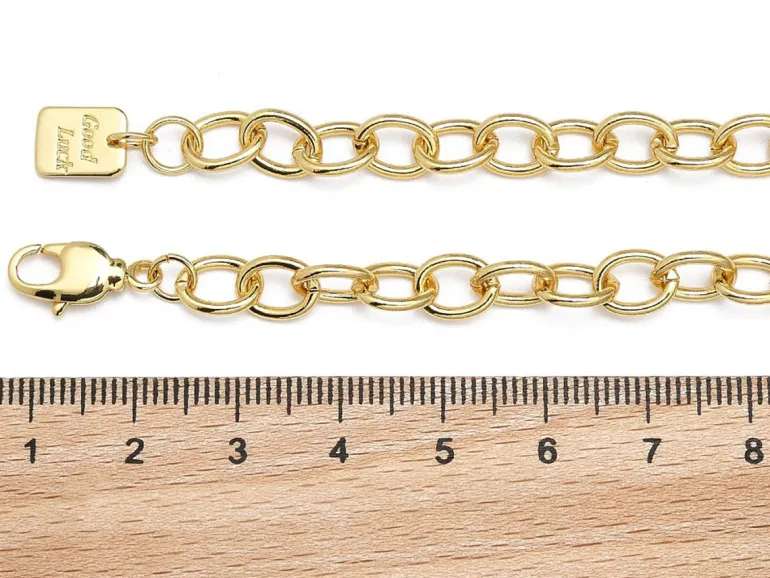 Bracelet chaîne gourmette en laiton doré à l’or fin – 21 cm