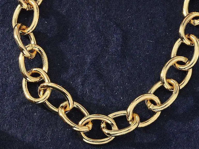 Bracelet chaîne gourmette en laiton doré à l’or fin – 21 cm