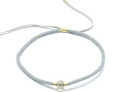 Bracelet en perles miyuki et quartz naturel - gris - ajustable