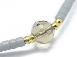 Bracelet en perles miyuki et quartz naturel - gris - ajustable