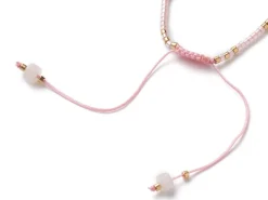 Bracelet fin - perles d' aventurine et quartz rose - taille ajustable