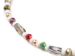 Bracelet fin en perles de verre - multicolore - taille ajustable