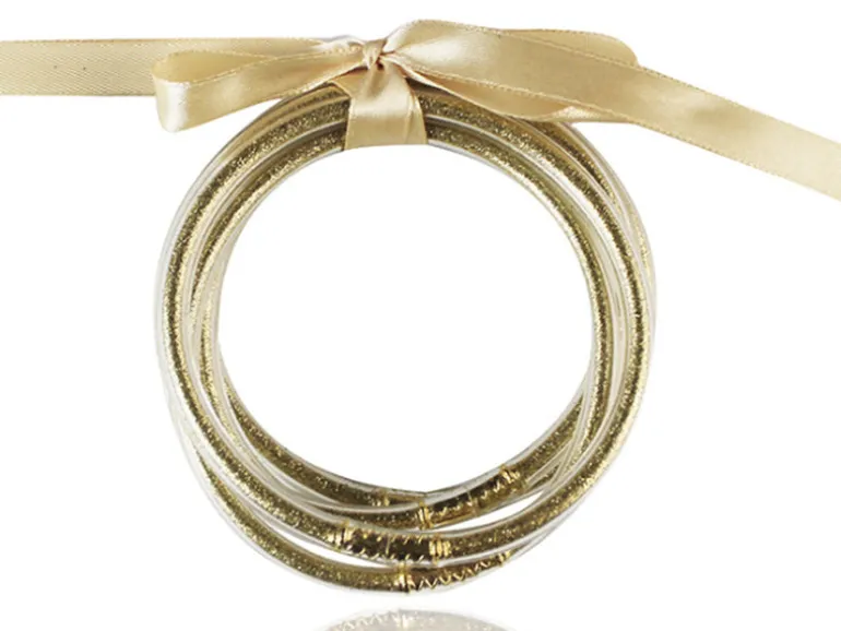 Bracelet jonc bouddhiste fantaisie - doré champagne - paillettes fines