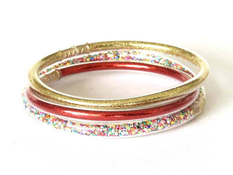 Bracelet jonc bouddhiste fantaisie - doré champagne - paillettes fines