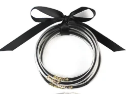 Bracelet jonc bouddhiste fantaisie - noir - paillettes fines