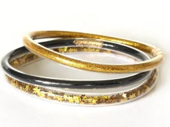 Bracelet jonc bouddhiste fantaisie - noir - paillettes fines