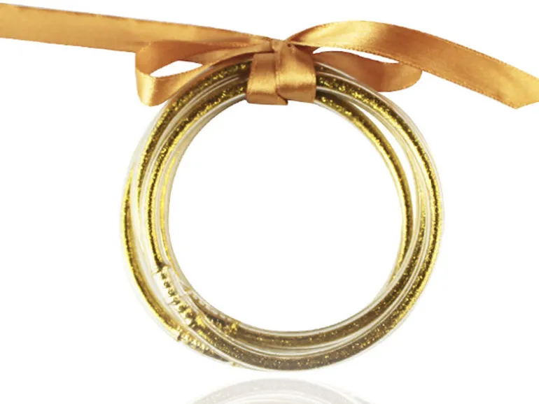 Bracelet jonc bouddhiste fantaisie - doré - paillettes fines