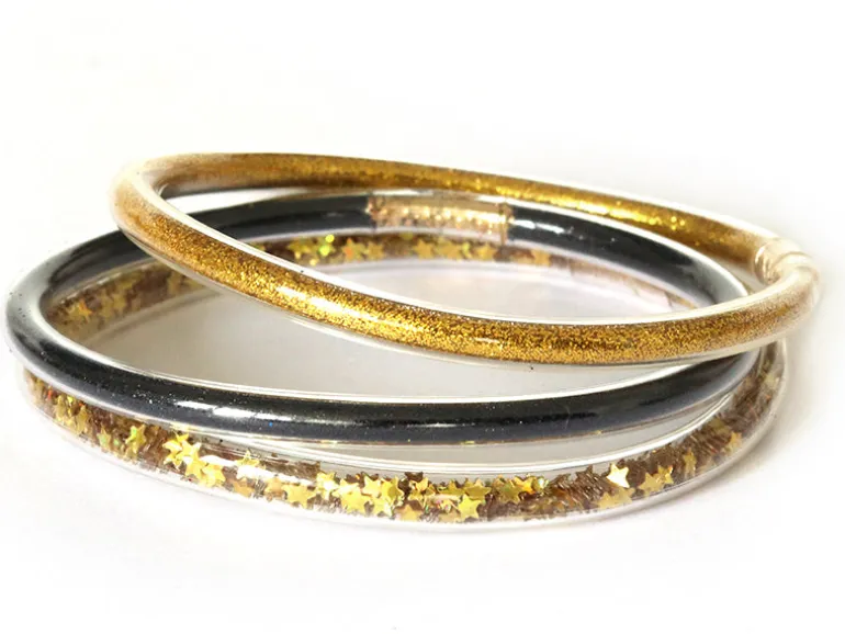 Bracelet jonc bouddhiste fantaisie - doré - paillettes fines