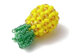 Breloque ananas en perles de rocaille jaunes
