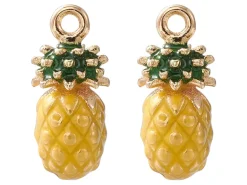 Breloque ananas émaillée en laiton doré à l’or fin