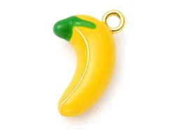 Breloque banane émaillée en laiton doré à l’or fin