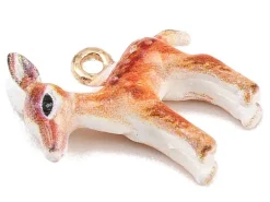 Breloque biche émaillée - doré