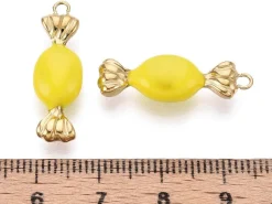 Breloque bonbon jaune - acier inoxydable 304 doré à l’or fin