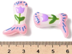 Breloque bottine violette en verre avec fleur