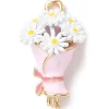 Breloque bouquet de fleurs émaillée - doré