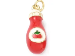 Breloque bouteille de ketchup - laiton doré à l’or fin