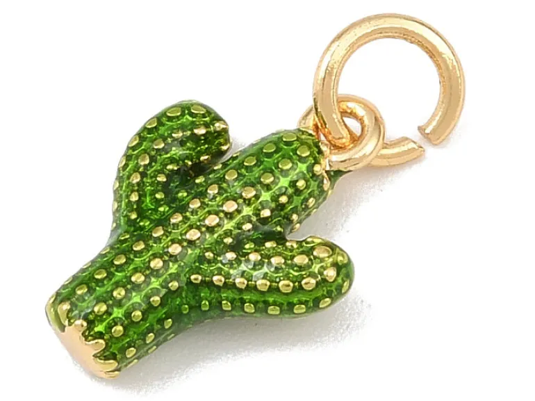 Breloque cactus vert - laiton doré à l’or fin