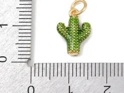 Breloque cactus vert - laiton doré à l’or fin