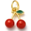 Breloque cerises émaillées en laiton plaqué or 18 K – Duo fruité pour créations DIY