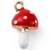 Breloque champignon rouge émaillée - doré