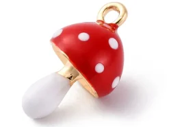 Breloque champignon rouge émaillée - doré