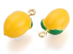 Breloque citron jaune émaillée - doré