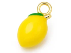 Breloque citron émaillée en laiton doré à l’or fin