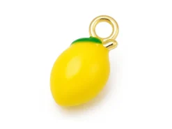 Breloque citron émaillée en laiton doré à l’or fin