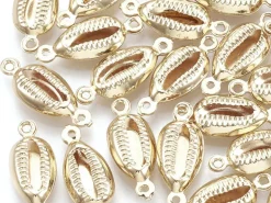 Breloque connecteur petit cauris - laiton doré à l'or fin 24K