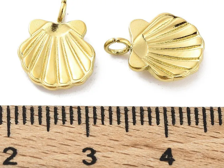 Breloque coquillage - acier chirurgical 316L doré à l’or fin