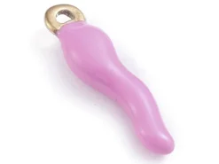 Breloque corne italienne en émail violet sur acier inoxydable 304 plaqué or