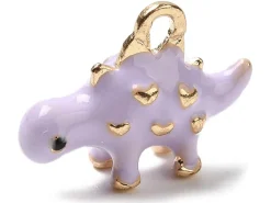 Breloque dinosaure violet émaillée - doré