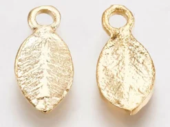 Breloque feuille - doré à l'or fin 18k - 10,5 mm