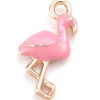 Breloque flamant rose émaillée rose en laiton doré – Touche tropicale pour bijoux DIY