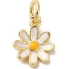 Breloque fleur blanche émaillée - laiton doré à l’or fin