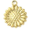 breloque fleur en acier inoxydable 304 doré à l’or fin 14K
