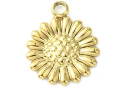 breloque fleur en acier inoxydable 304 doré à l’or fin 14K