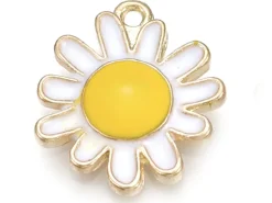 Breloque fleur émaillée - 17 x 14 mm
