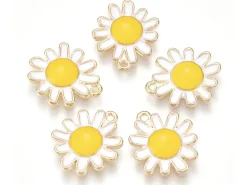 Breloque fleur émaillée - 17 x 14 mm