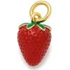 Breloque fraise émaillée en laiton doré à l’or fin