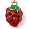 Breloque grappe de framboises émaillée en laiton plaqué or 18K