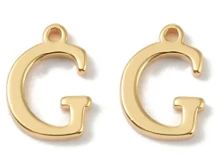 Breloque lettre G en laiton plaqué or 18 K