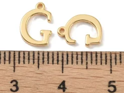 Breloque lettre G en laiton plaqué or 18 K