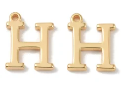 Breloque lettre H en laiton plaqué or 18 K