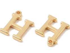 Breloque lettre H en laiton plaqué or 18 K