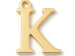 Breloque lettre K en laiton plaqué or 18 K