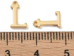 Breloque lettre L en laiton plaqué or 18 K